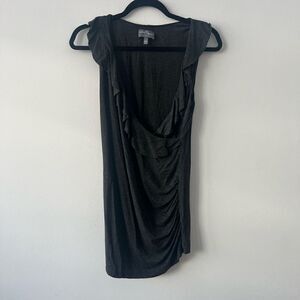 Market Spruce Women's Maternity Black Ruffle Surplice Ruched Mini Dress Small